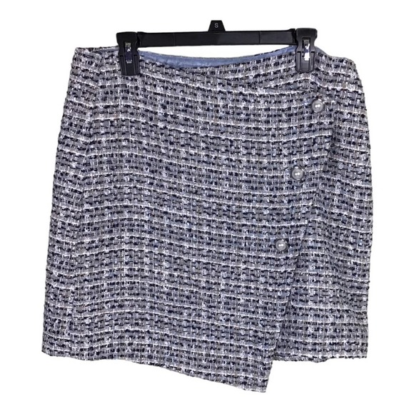 Just Fab Women’s Crossover Preppy  Academia Blue Tweed Mini Skirt size XXL NWT - Picture 3 of 11